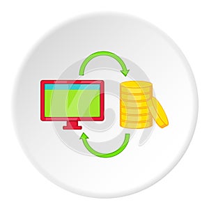 Online earnings icon, cartoon style