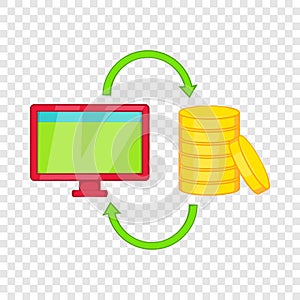 Online earnings icon, cartoon style