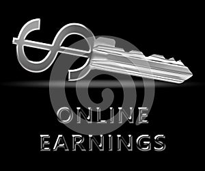 Online Earnings Means Internet Revenue 3d Illustration
