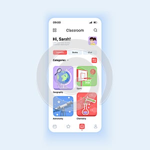 Online education daytime mode smartphone interface vector template