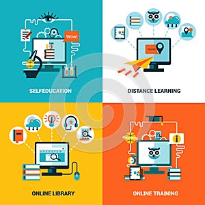 Online Education Design Concept Set photo