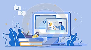 Online Education, E-Learning via Digital Device.