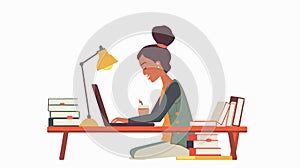 Modern Online Education E-Learning Concept with Student Using Digital Device