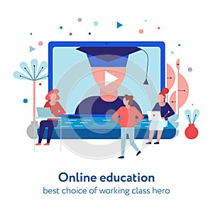 Online Education Flat Composition