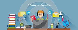 Online Education Flat Design Concept