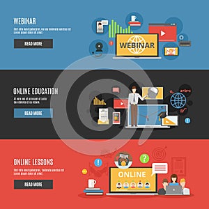 Online Education Flat Horizontal Banners