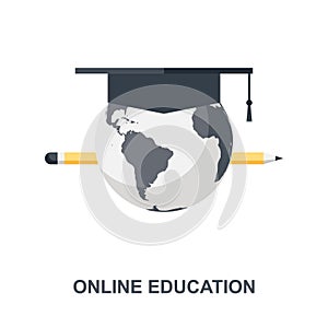 Online Education flat icon design concept