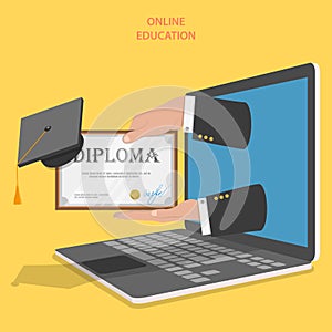 Online education flat vector concept.