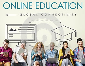 Online Education Global Connectivity Graphic Concept