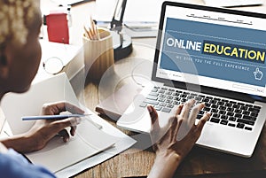 Online Education Homepage E-learning Technology Concept photo