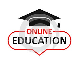 Online education icon. Advertising internet learning, training courses sign - vector