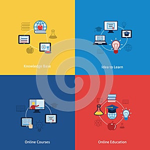 Online education icon flat