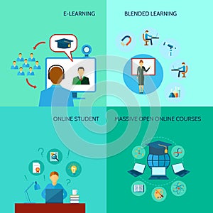 Online Education Icon Flat