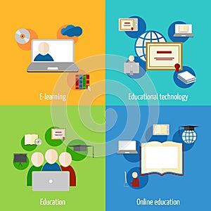 Online education icon flat
