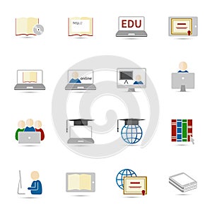 Online Education Icon Flat
