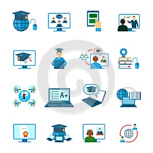Online Education Icon Flat