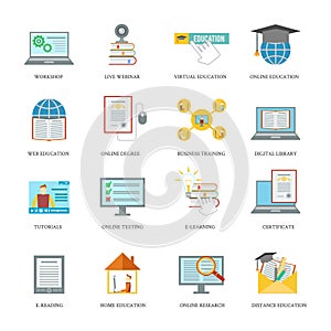 Online education icon set