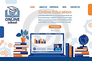 Online Education Interface with Virtual Lesson Vector