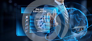 Online education internet learning e-learning concept on digital interface