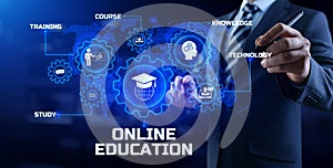 Online education internet learning e-learning concept on digital interface