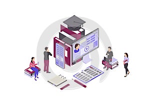 Online education isometric vector illustration