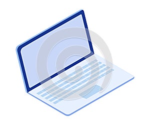 Online education isometric on laptop. E-learning at home for student. Distance education in virtual environment vector