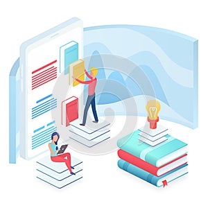 Online education isometric vector illustration
