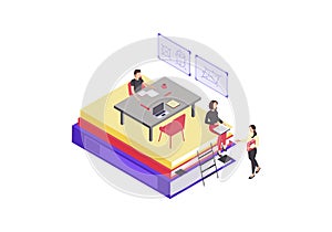 Online education isometric vector illustration