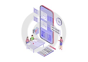 Online education isometric vector illustration
