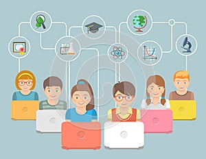 Online education Kids Flat Conceptual Illustration