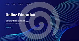 Online education landing page template. Vector abstract background for e-learning school