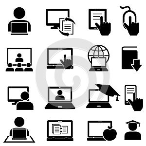 Online education and learning icons