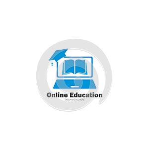 Online education logo vector icon illustration