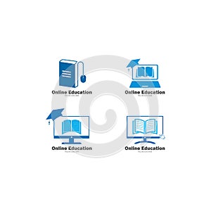 Online education logo vector icon illustration