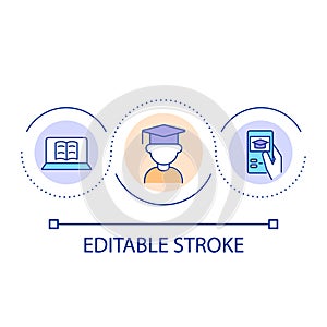 Online education loop concept icon