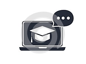 Online education resources vector line icon, online learning courses, distant education, e-learning tutorials.