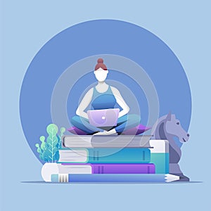 Online education, self learning concept vector illustration