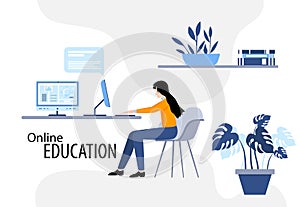 Online education training and courses learning creative idea.