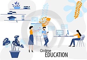 Online education training and courses learning creative idea.