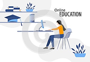 Online education training and courses learning creative idea.