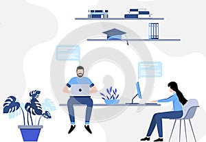 Online education training and courses learning creative idea.