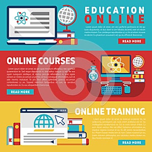 Online education training courses or webinars banners