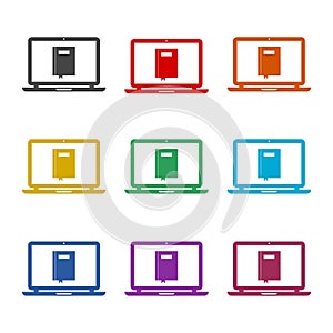 Online Electronic book icon or logo, color set