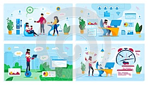 Online Entrepreneurship Flat Vector Concepts Set