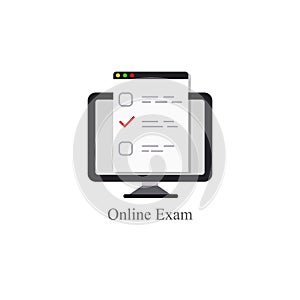 Online exam logo icon internet education concept