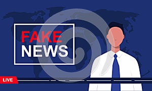 Online fake news concept  world map on the background