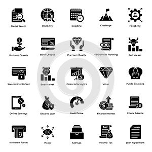 Online Finance Flat Icons Pack