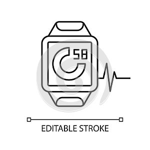 Online fitness activity tracker linear icon.