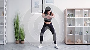 online fitness athletic female blogger home