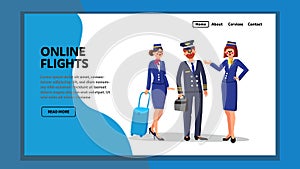 Online Flights Travel Commercial Service Vector